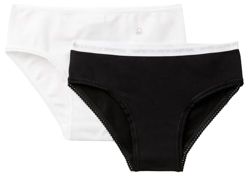 United Colors of Benetton Intimo in stile bikini 3MC10S1BF Bambine e ragazze, Bianco/Nero 910, XL