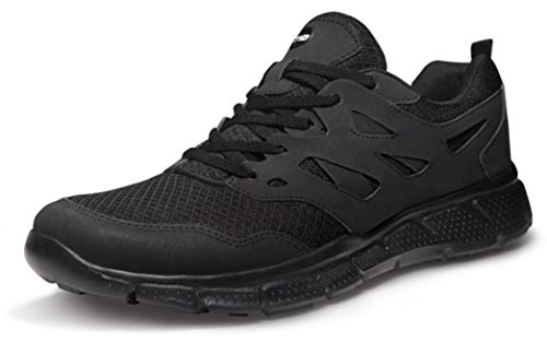 TSLA Men's Lightweight Sports Running Shoes, Groove Mesh(x710) - Blackout, 9.5