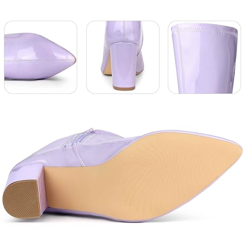 Perphy Go Go Boot Patent Leather Chunky Heels Knee High Boots for Women3