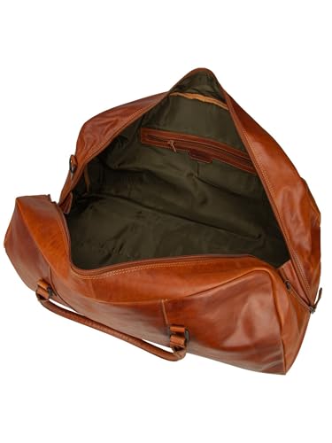 GREENBURRY Sac de Voyage Newport Cuir Caramel Marron Clair, Bagage Week-end Vintage