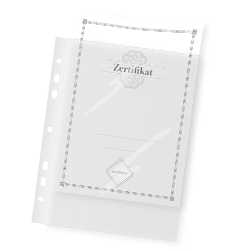 Idena 90373-50 Stück Klarsichthüllen A4 glasklar, Prospekthüllen aus Kunststoff 60µ, dokumentenecht, Klarsichtfolien mit Universallochung