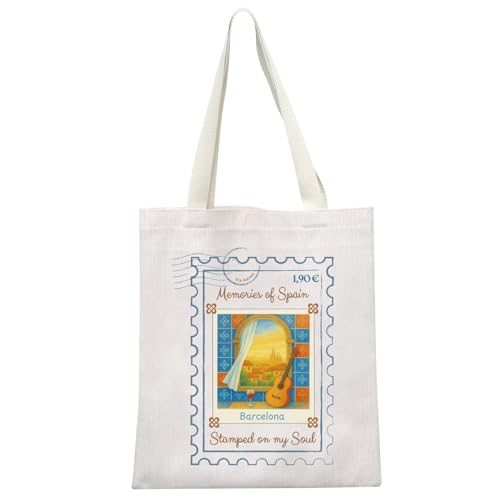 MEIKIUP Barcelona Canvas Tote Bag Barcelona Spain Trip Merchandise Barcelona Travel Souvenirs Shopping Bag