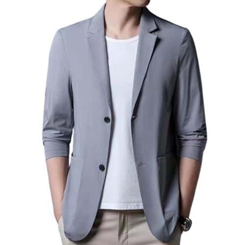 Kyayu Jacket Men's Summer Lightweight Ice Silk Casual Sport Business Lapel Blazer Stretch Slim Fit Button