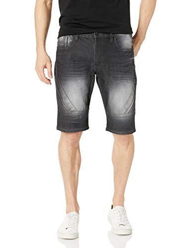Southpole Men's Denim Shorts, Black Sand Destructed, 34