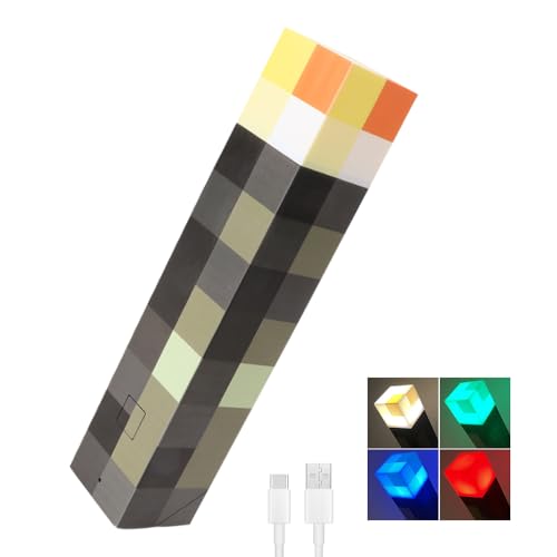 AVCXEC Wall Fackel Nachtlicht 4 Farben 28cm 3D Lampe Fackel Wandlampe USB Wiederaufladbar Nachtlampe Kinder Hand/Wandhalterung Nachttischlampe Kinder Spielzeug Nacht Lamp