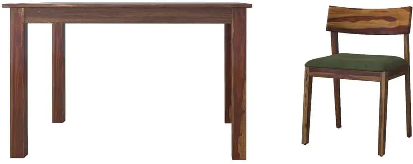 Image of RECTART Solid Wood Dining Table Set with Chairs for Living Room Home | Wooden Dining Room Sets Furniture for Hotels and Restaurants | (Natural Finish, 4 Seater-C)