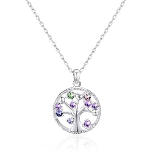 Image of Philip Jones Silver Plated Chakra Tree of Life Necklace Created with Zircondia® Crystals