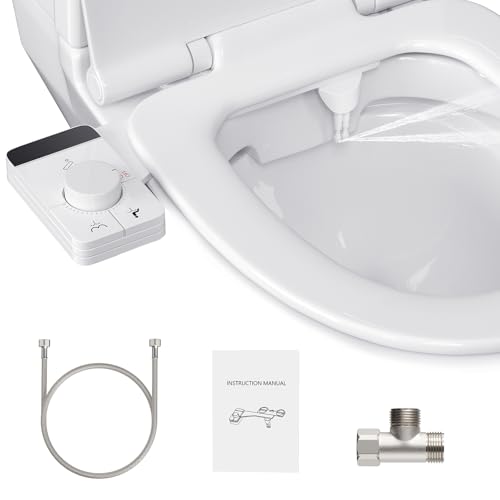 Potuem Bidet para WC, Accesorio No Eléctrico para Bidé con Boquillas Dobles Retráctiles, Presión de Agua Ajustable, Agua Fría Bidet Attachment