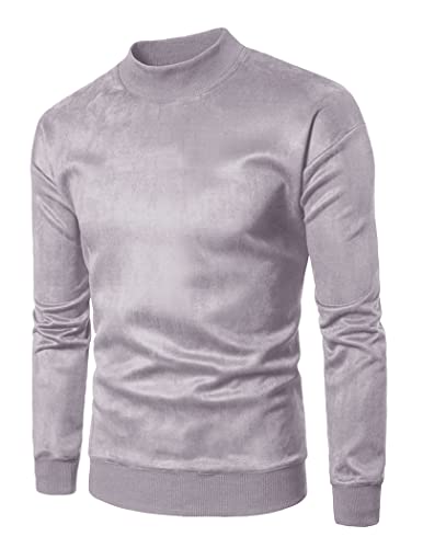 Coofandy Men's Fleece Turtleneck Sweatshirt Midweight Long-Sleeve Pullover Long Sleeve Tee Grey #TOP3