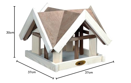 Luxus-Vogelhaus 47880e Aufwendiges Vogelhaus im „Antikfinish“-Design (gescratcht) aus lasiertem Kiefernholz mit 4 Giebeln, braun/weiß - 7