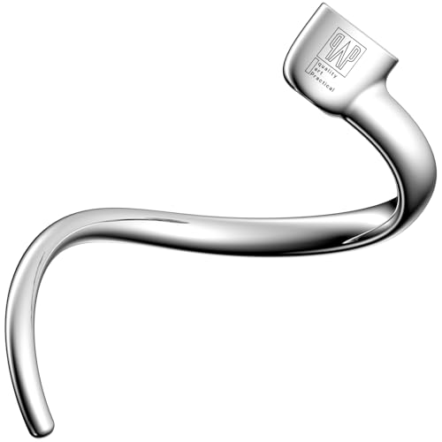 Image of QAP Stainless Steel Spiral Dough Hook Fits KitchenAid 6 QT Tulip Bowl | Dishwasher safe rustproof; Fast efficient kneading; Bread pizza pasta cookies; Food-grade heavy duty metal
