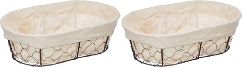 Delys-By-Verceral 513381 Corbeille à Pain Ovale Lin/Métal (Lot de 2)