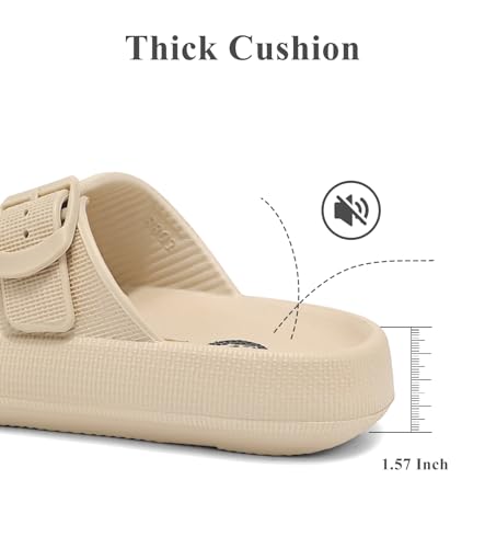 Image of Haifago Cloud Slide Sandals for Women Comfort Recovery Pillow Sandal, Lightweight House Bathroom Shower Slippers Adjustable Double Buckle Platform Slide
