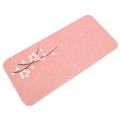Plato rectangular de cerámica rosa estilo japonés miniatura 1