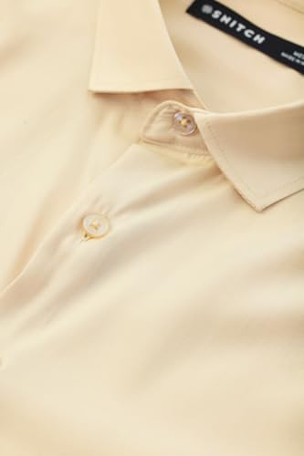 Image of SNITCH Men Casual Shirt | Regular Fit Full Sleeve Spread Collar Solid Design | Premium Polyester Viscose Blend & Lightweight Fabric for Office & Outings