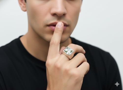 Image of Choose Your Color Mens Bold Ring 925 Sterling Silver Gemstone Wedding Engagement Statement Ring Birthstone Solitaire Jewellery Ring Sizes 4, 5, 6, 7, 8, 9, 10, 11, 12, 13,
