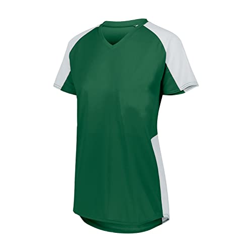 Augusta Sportswear Womens Cutter Softball Jersey, Dark Green/White M