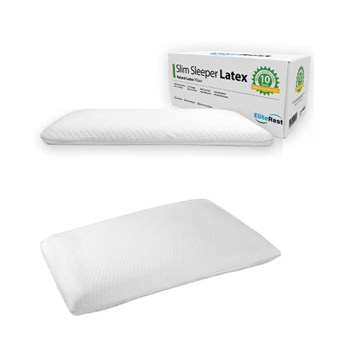 Elite rest 2 pack Slim sleeper Firm ultra thin memory foam pillow low profile 3 inches with Slim sleeper Thin latex pillow, a thin and low Profile pillow for sleeping measuring 2.75 inch Premium cotto