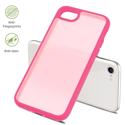 Image of TENOC Phone Case Compatible with iPhone SE (2nd 2020 and 3rd 2022 Generation) & iPhone 7 & iPhone 8, Hot Pink Case Translucent Protective Bumper Matte Hard Back Cover for 4.7 Inch