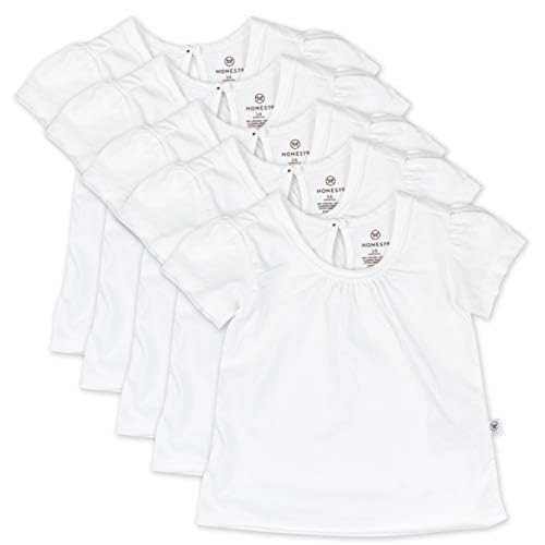 Image of HonestBaby Baby-Girls 5-Pack Puff Sleeve T-Shirts 100% Organic Cotton Baby, Toddler, Little Kid, Girl