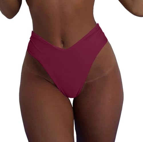 Image of geluboao Women's Bikini Bottom Sexy V Cut High Cut Swimsuit High Waisted Bathing Suit Bottoms