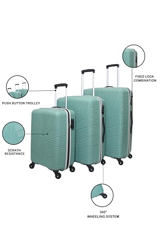 Image of VIP Aristocrat 3 Pc Set Cabin 55 Cm (Small),66 Cm (Medium),76 Cm (Large) 4 Spinner Wheel Trolley,Hard Case Lightweight Bag & Combination Lock Suitcase With 5 Years International Warranty (Slate Green)