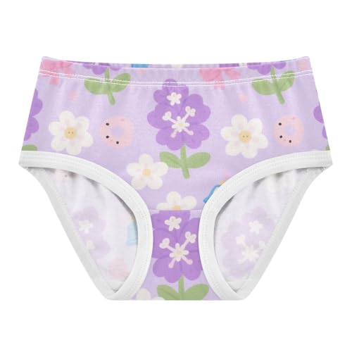 Girls' Underwear Flowers Floral Purple White Toddle Brief Panties 2-8 Years 20300563