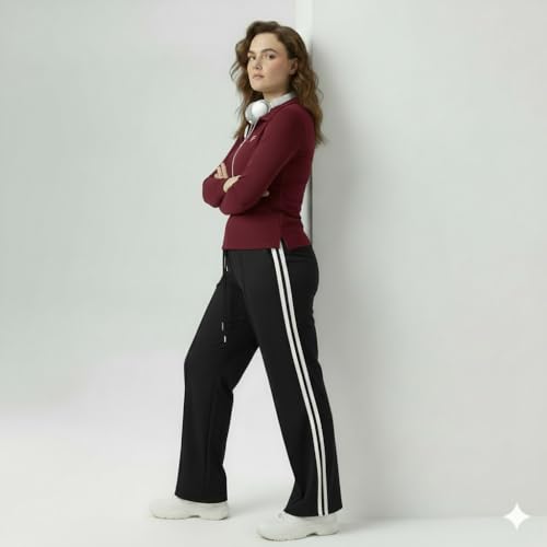 Image of Women's Top & Jogger Set | Stylish Co-Ord Set for Women |Top & High Waist Jogger Pants Set for Ladies | Stretchable Cotton Gym Wear, Activewear & Loungewear Tracksuit|women top jogger set