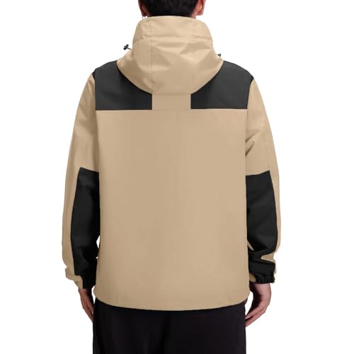 CAMEL CROWN Men's Waterproof Jacket Rain Coat Windbreaker Hooded for Outdoor Hiking Climbing Traveling3