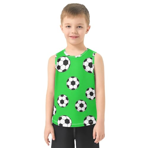 J JOYSAY Cartoon Soccer Green Boys Tank Top Sleeveless Muscle Shirts Quick Dry Active Sport Workout Kids T-Shirts 3-15T2