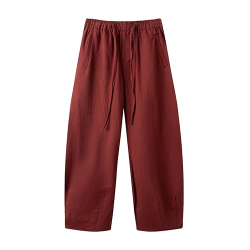 Pantalon en lin homme ample coupe sarouel et jambe large pour le printemps et l'automne