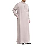 Design-Merkmal: Die muslimische Robe für Herren ist stilvoll gestaltet, Stehkragen mit Knöpfen, Langarm, geteilt, einfarbig, mit Taschen, Design-Klassiker.