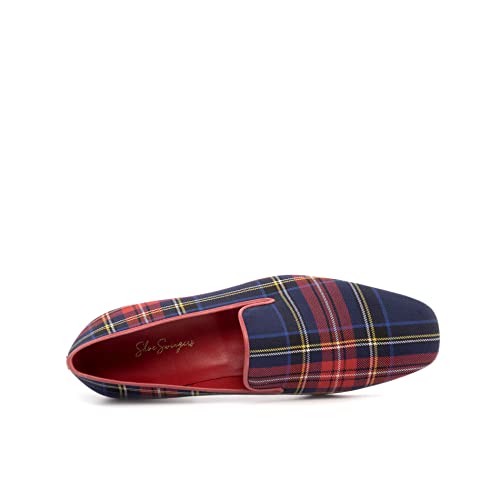 Blue and Red Tartan Plaid Print Slip-On Loafer2