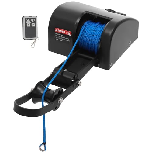 35 LBS Electric Boat Anchor Winch Kit, Marine Anchor Windlass System, 12V Electric Anchor Winch Remote Control & 100-feet Pre-Wound Anchor Ropefor for 24ft Fishing Boat Pontoon Boat