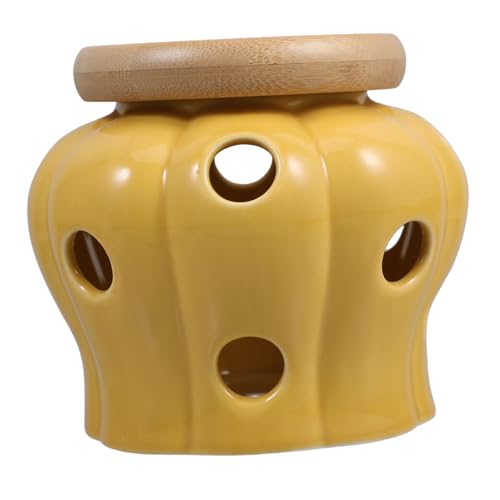 FUNOMOCYA Ventilated Garlic Jar Ceramic Storage Keeper Ginger Onion Potato Container Large Space Kitchen Decor High-temp Ceramic