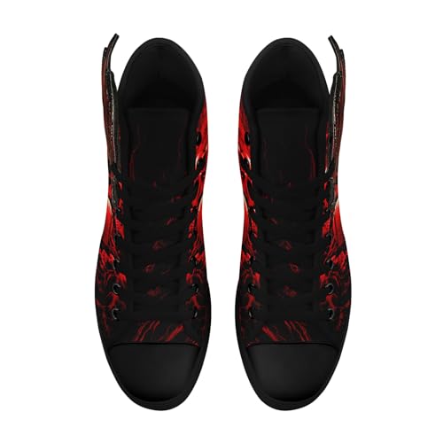 Men's Gothic Winged High-Top Canvas Sneakers Red Skull Leather Wings Fashion Unisex Halloween Punk Style Walking Shoes3