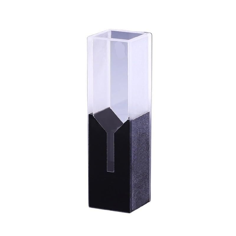 Cubeta de cuarzo submicro de alta precisión con paredes y tapa negras, 200 µL de volumen y 10 mm de paso óptico, vidrio de cuarzo japonés.