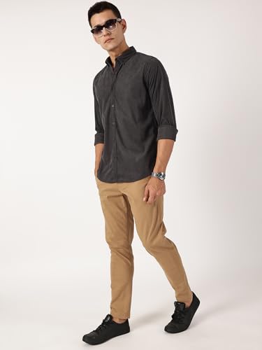 Image of Thomas Scott Men's | Solid | Full Sleeve | Slim Fit | Polyester-Blend | Button Down | Casual Shirt