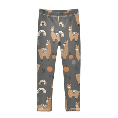 ALAZA Girls' Leggings Children's Yoga Pants Skinny Printed Dance Cactus Brown Comfortable 4T