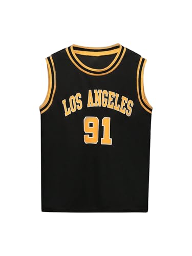 SweatyRocks Boy's Number Graphic Tank Tops Letter Print Round Neck Basketball Jersey Sports T Shirt