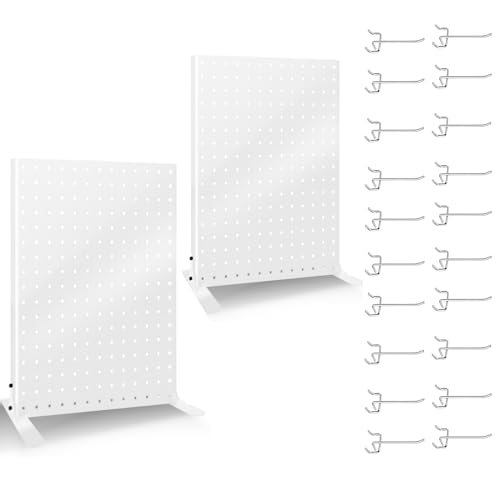 Uppcasir 2PCS Pegboard Display Stand with 20 Hooks for Craft Shows, Metal Jewelry and Key Ring...