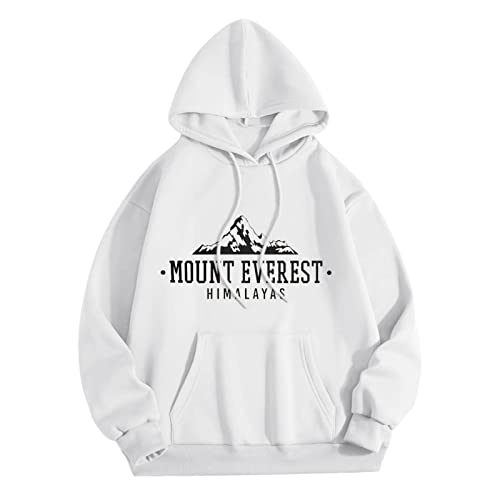 Hoodies for Women Teen Girls Womens Cute Sweatshirt Long Sleeve Hoodie Cotton Pullover Top with Pockets#29 White