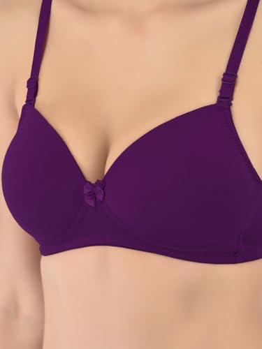 Image of Softline Women's Cotton-Rich Wire-Free Padded Bra | Full Coverage, Seamless & Breathable for Everyday Comfort | Soft Fabric with Supportive Fit for All-Day Wear