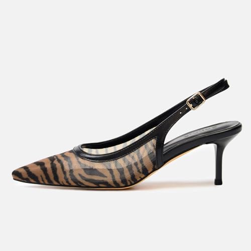 Image of Mesh Kitten Heels for Women Slingback Design with Pointed Toe Breathable and Stylish Elegant Low Heel for Comfort