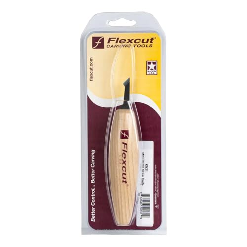 Image of FLEXCUT Wood Carving Tools |Mini Detail Skew | Honed and Polished 1095 High Carbon Steel Blade | 3 /8 Inch Blade | Ergonomic Ash Hardwood Handle| KN31 | Made in the U.S.A.