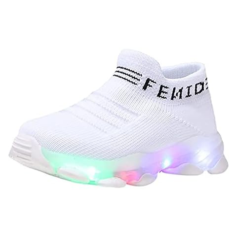 Kinder LED Licht Sneaker Leichtgewichtige Turnschuhe Mädchen Sport Schuhe Stiefeletten Slip On Schuhe Net Schuh Mädchen Fitness Laufsportschuhe Atmungsaktive LED-blinkende Anti-Rutsch Sportschuhe Cover