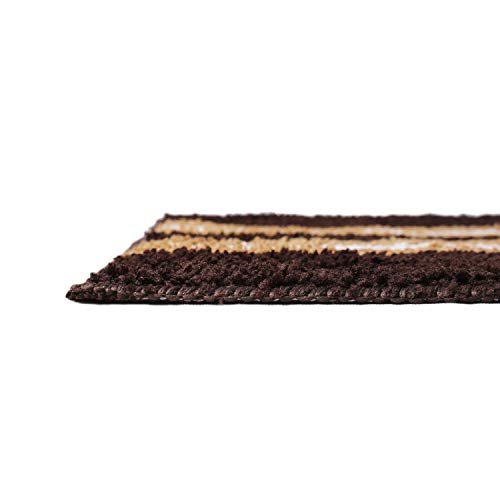 Image of Flooring India Co Floor Runner Super Soft, Anti Slip Stripe Mats (Chocolate, 58x140 cm) Pack of 1