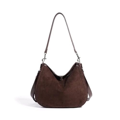 Sac à main en cuir suédé de vachette noble avec finitions vintage