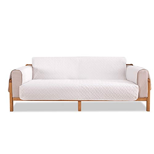 PETCUTE ソファカバー ソファー保護カバー シンプル 取り替え ソファカバー 肘付き 肘掛け 四季適用 洗える ホワイト 1人掛け