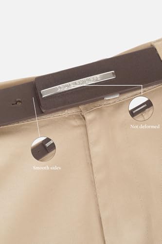 Image of Louis Philippe Men's 100% Italian Leather Shiny Nickel Buckle Formal Profile Belt
